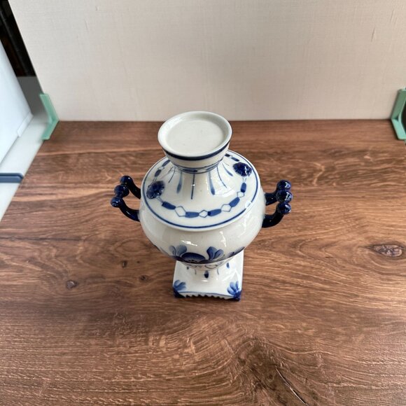 Hand-Painted Russian Gzhel Samovar, Blue and White Ceramic, Decorative Teapot - Picture 14 of 14